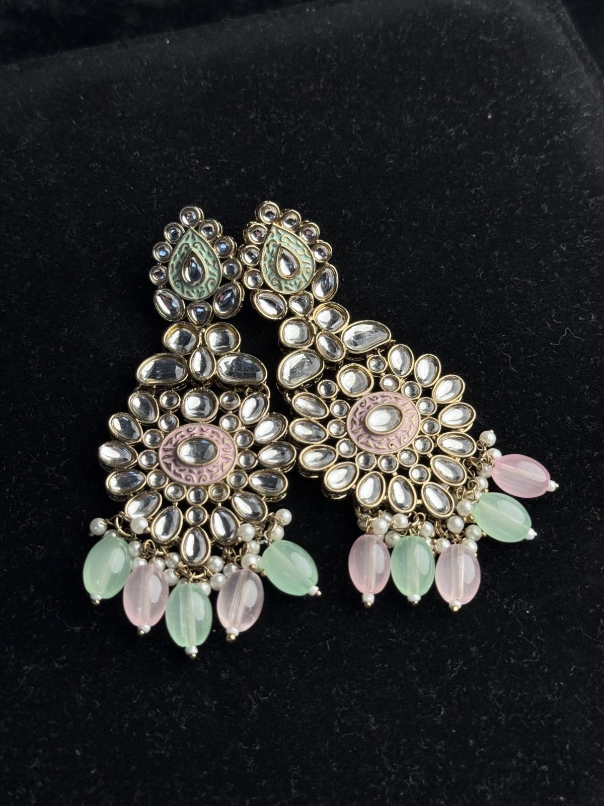 Traditional Kundan Jhumkas with Pastel Accents