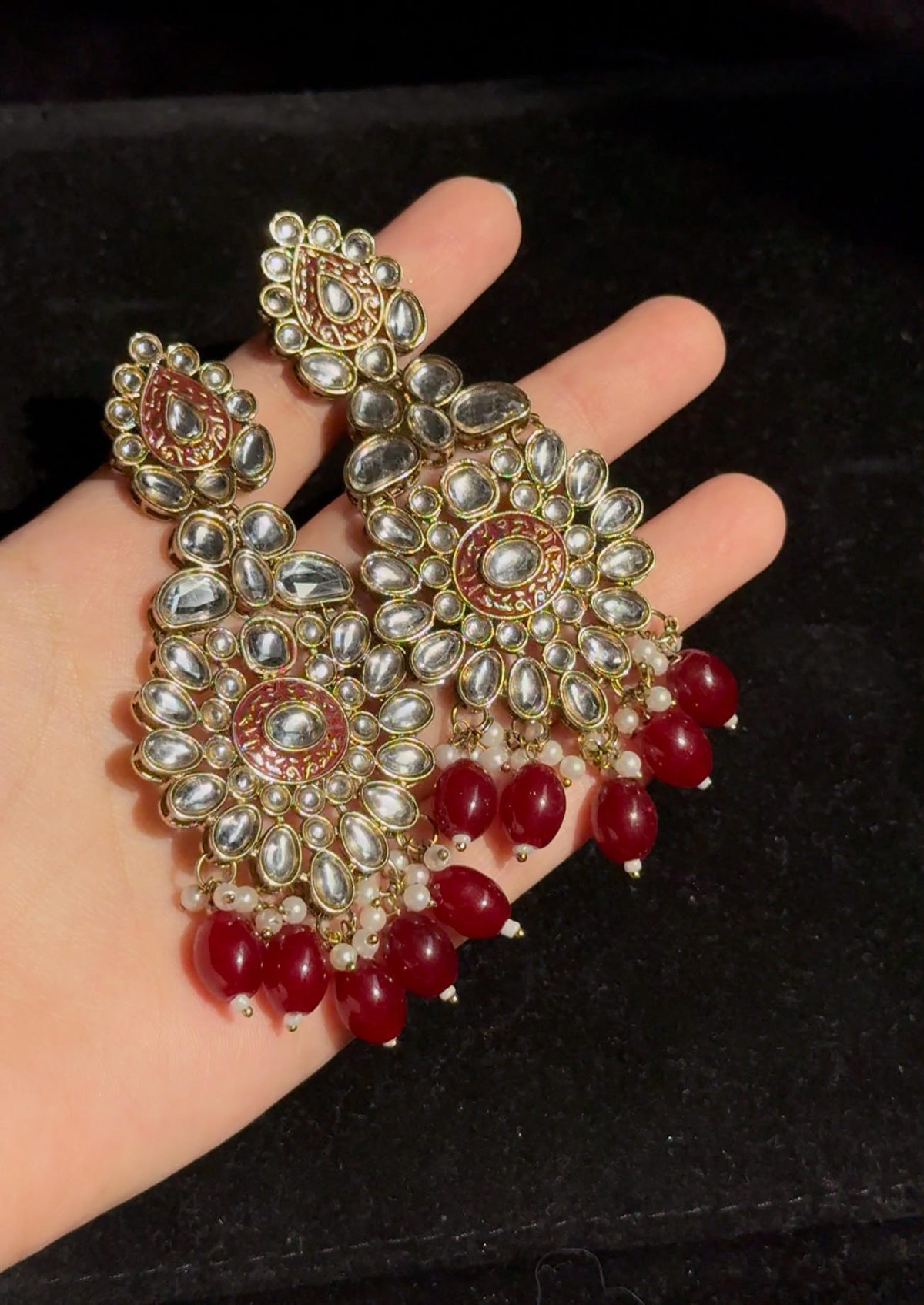 Traditional Kundan Jhumkas with Pastel Accents