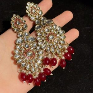 Traditional Kundan Jhumkas with Pastel Accents
