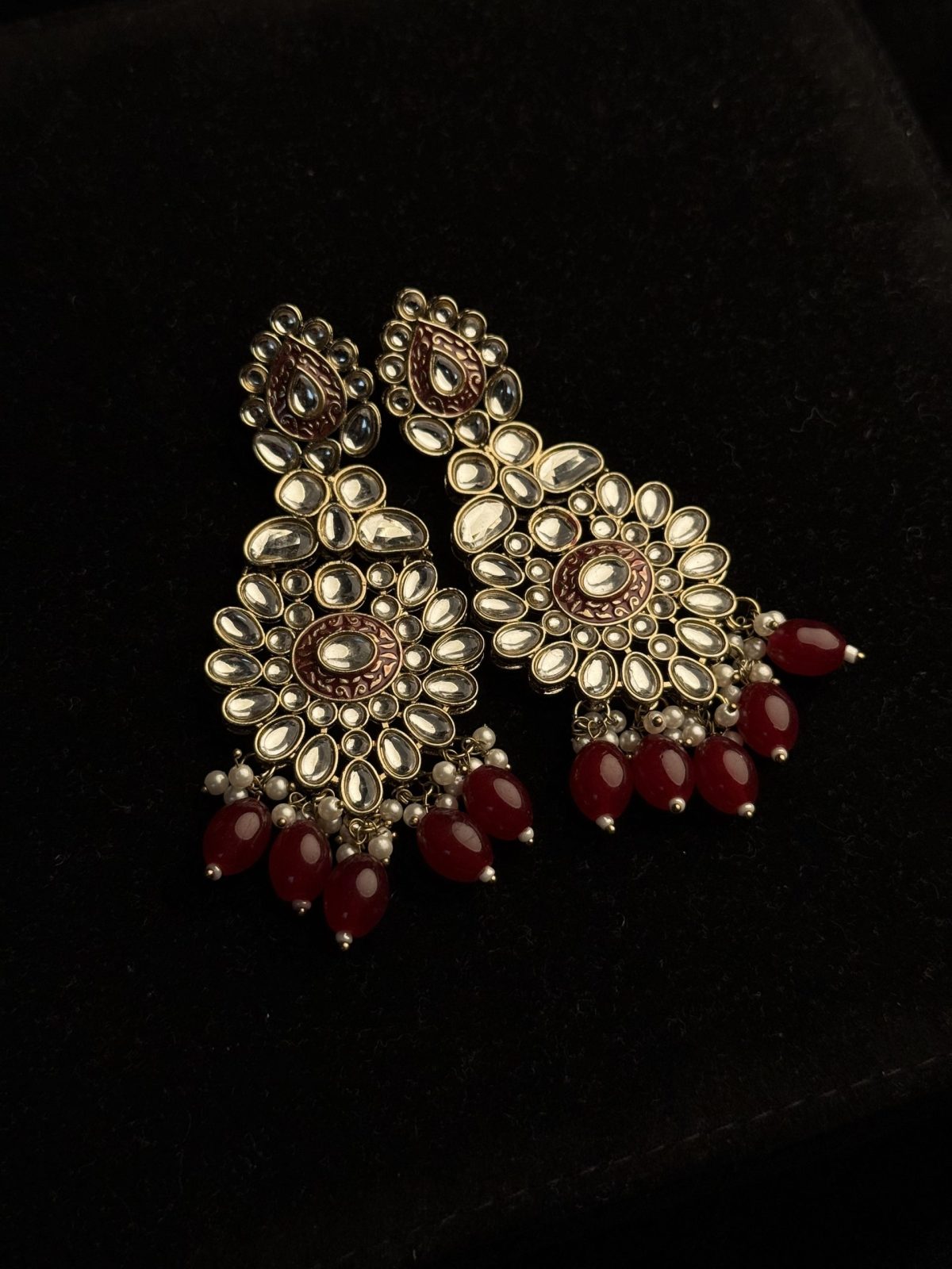 Traditional Kundan Jhumkas with Pastel Accents