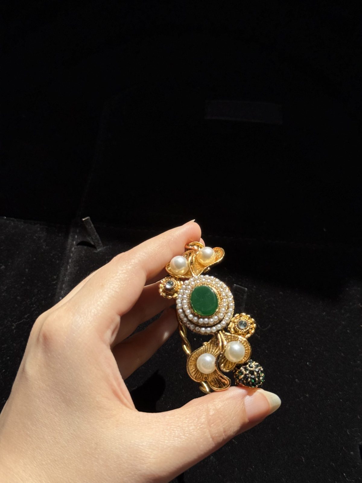 Open Cuff Floral Accent Bangle