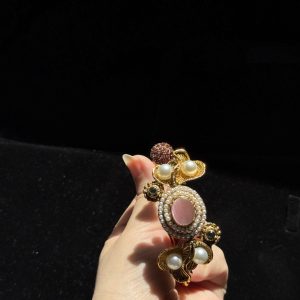 Open Cuff Floral Accent Bangle
