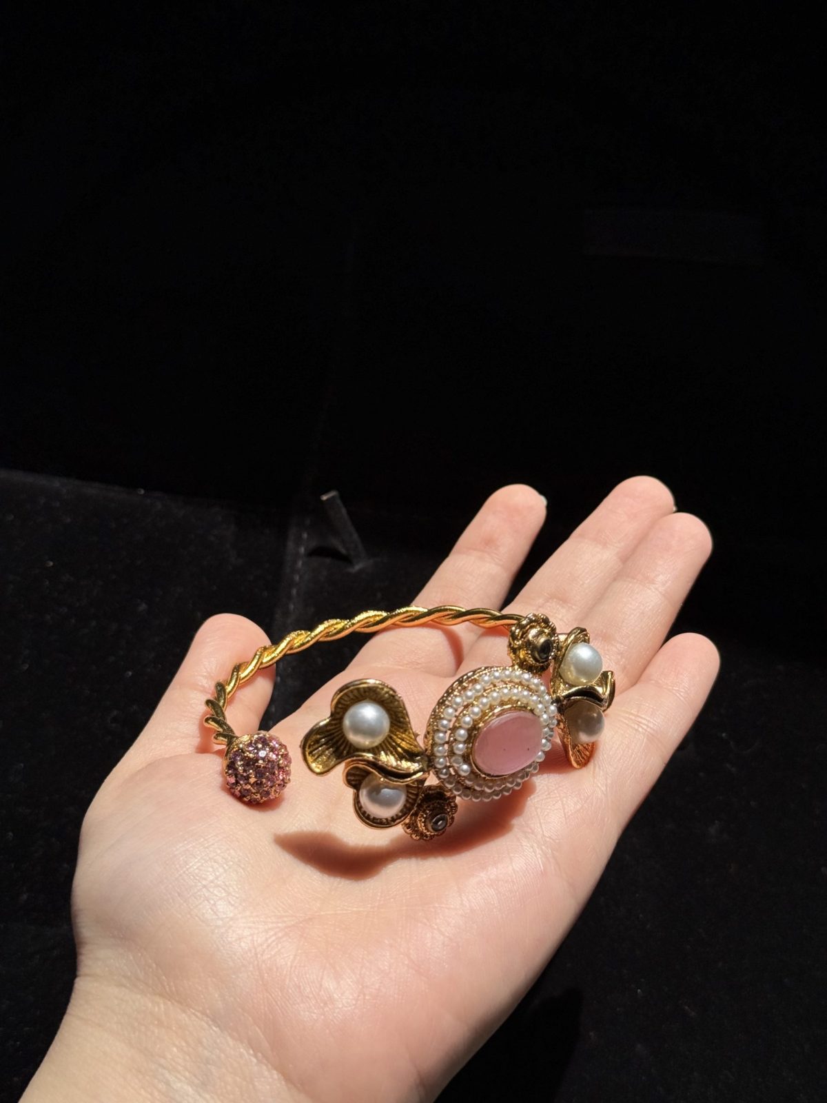 Open Cuff Floral Accent Bangle