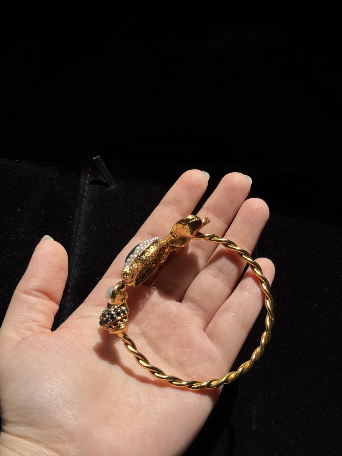 Open Cuff Floral Accent Bangle