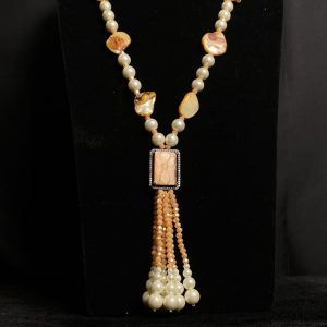 Champagne Pearl & Shell Tassel Mala