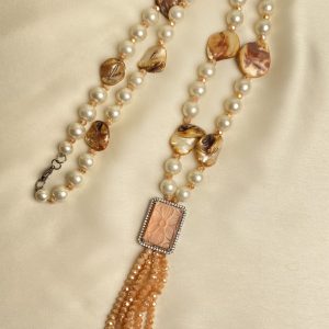 Champagne Pearl & Shell Tassel Mala