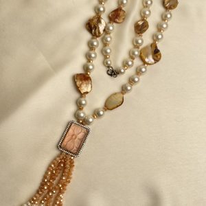 Champagne Pearl & Shell Tassel Mala