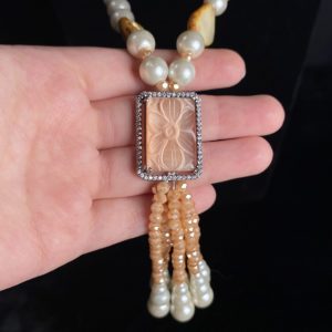Champagne Pearl & Shell Tassel Mala