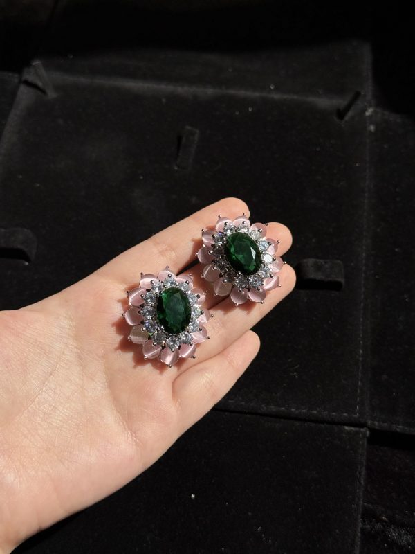 Peony Gem & Crystal Flower Earrings