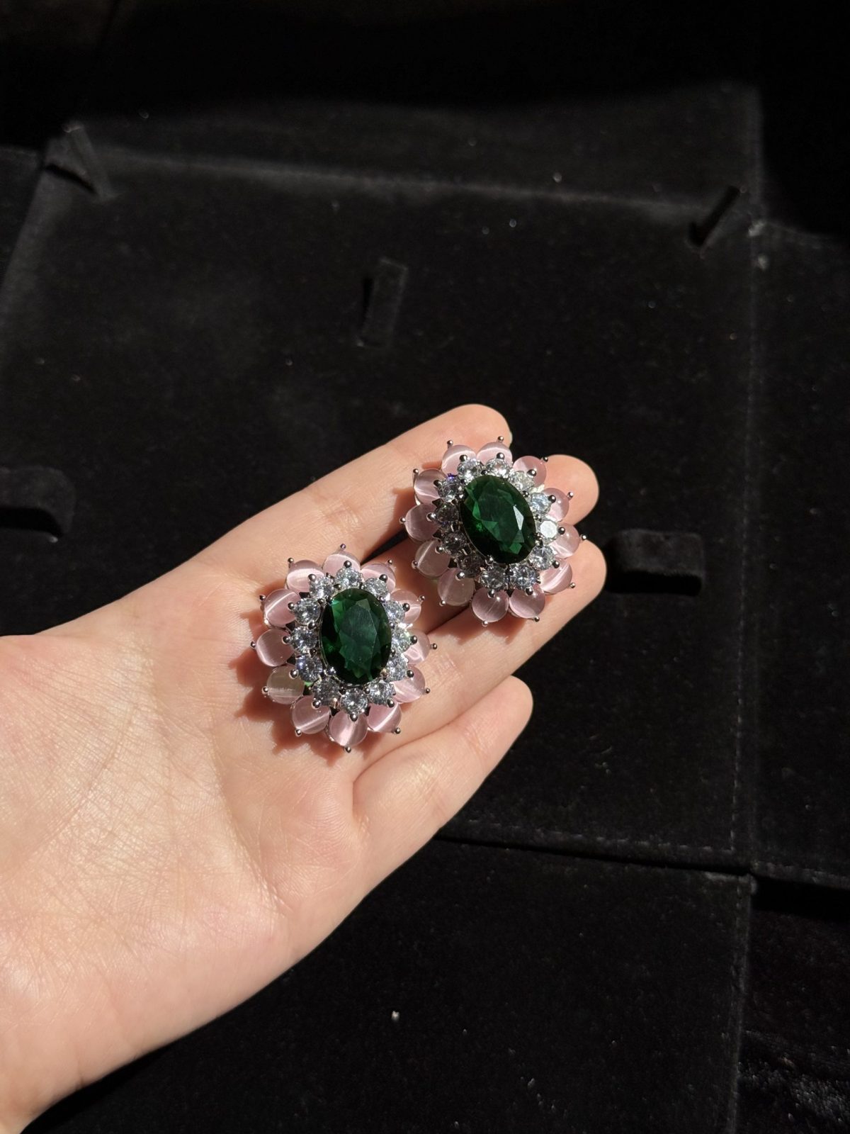 Peony Gem & Crystal Flower Earrings