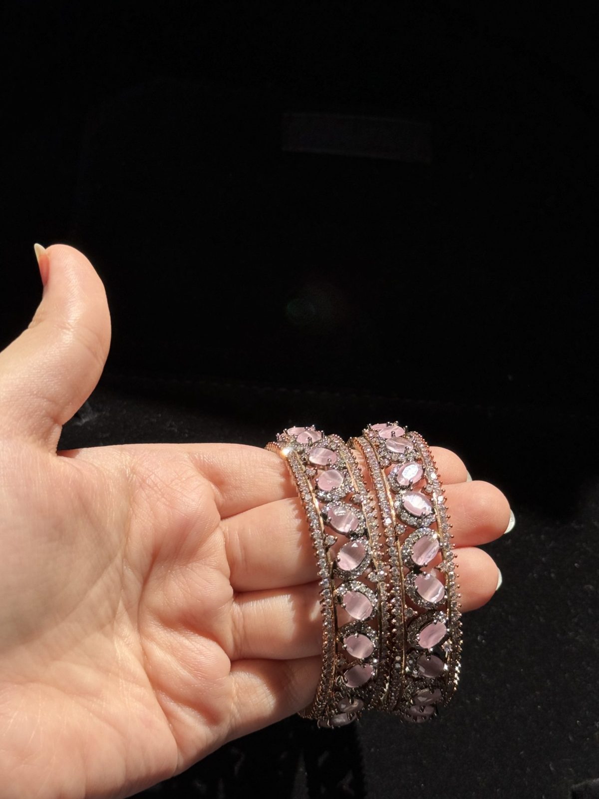 Pink and rose gold kara set of two