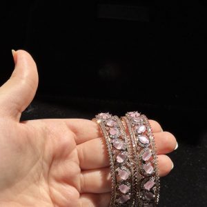 Pink and rose gold kara set of two
