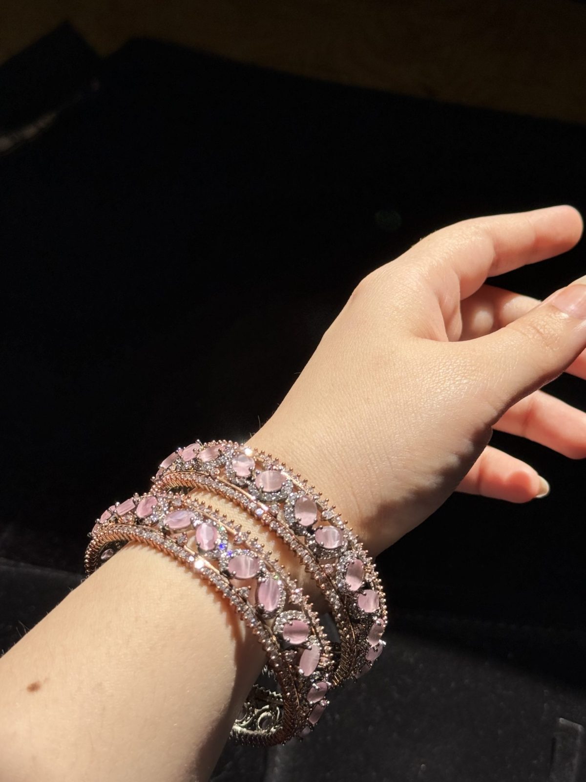 Pink and rose gold kara set of two