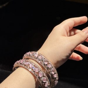 Pink and rose gold kara set of two