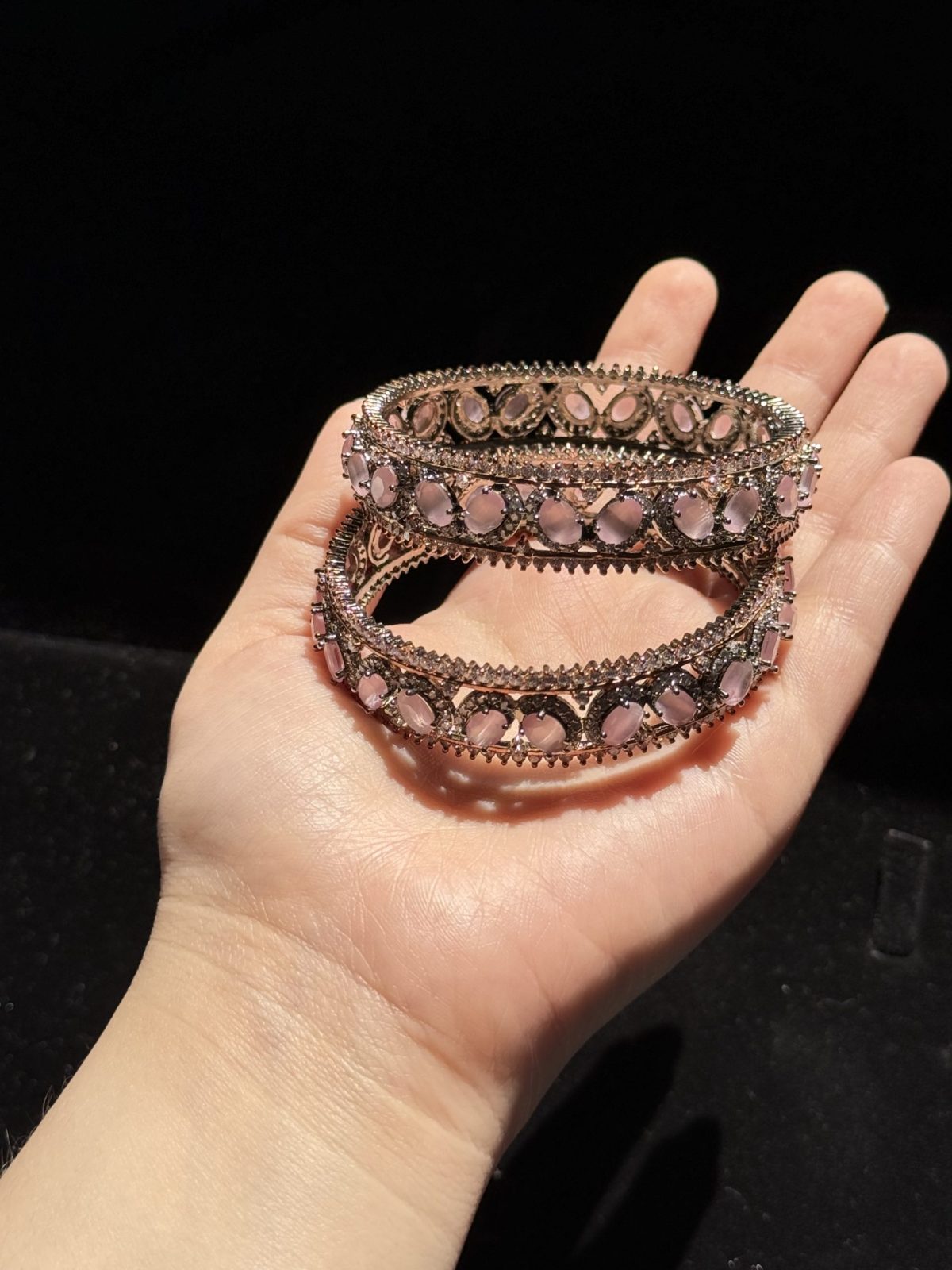 Pink and rose gold kara set of two