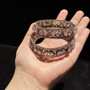 Pink and rose gold kara set of two