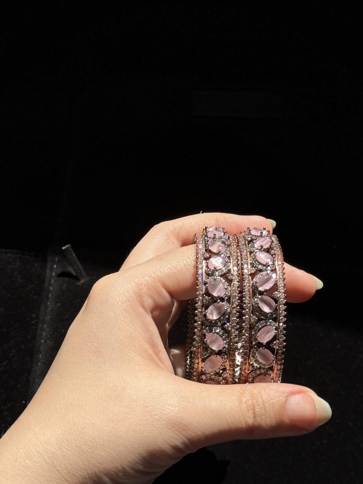 Pink and rose gold kara set of two