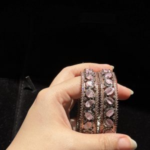 Pink and rose gold kara set of two
