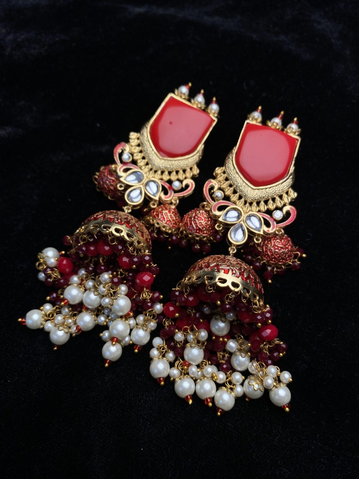 Crimson Jaipur Heritage Jhumka Earrings