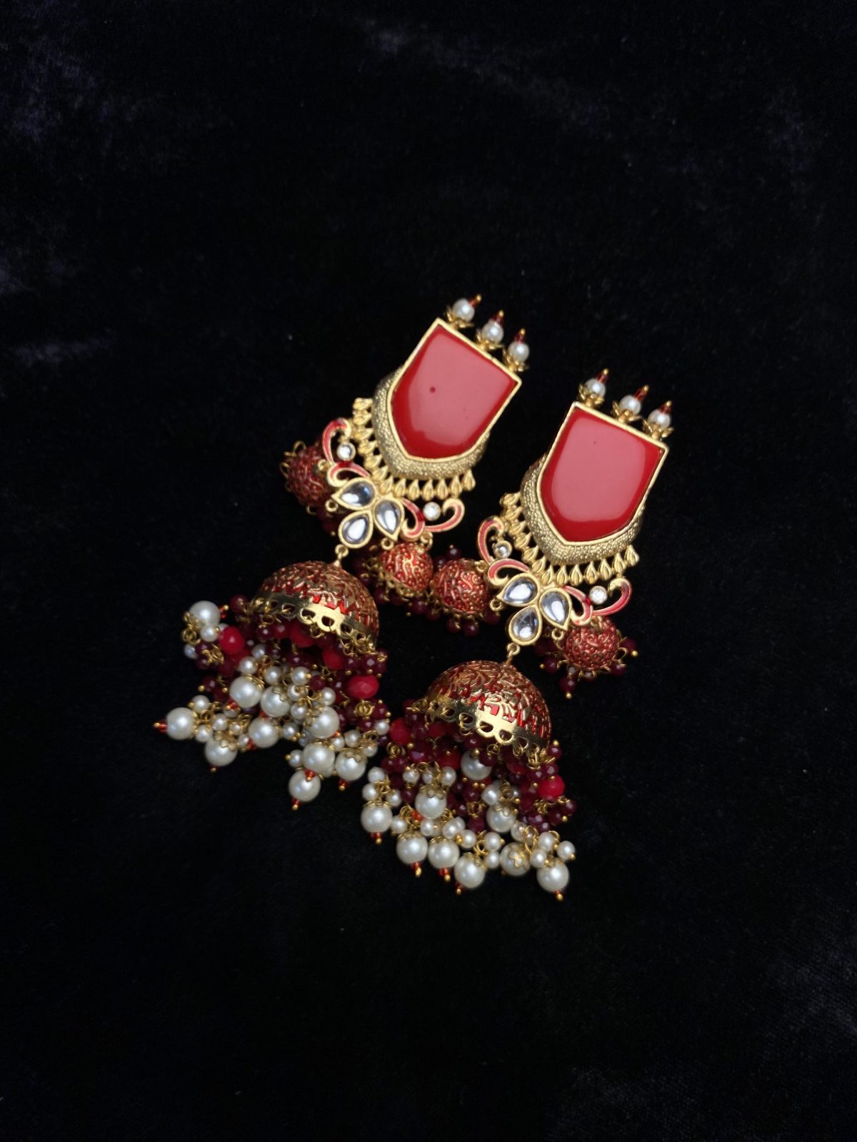 Crimson Jaipur Heritage Jhumka Earrings