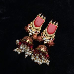 Crimson Jaipur Heritage Jhumka Earrings