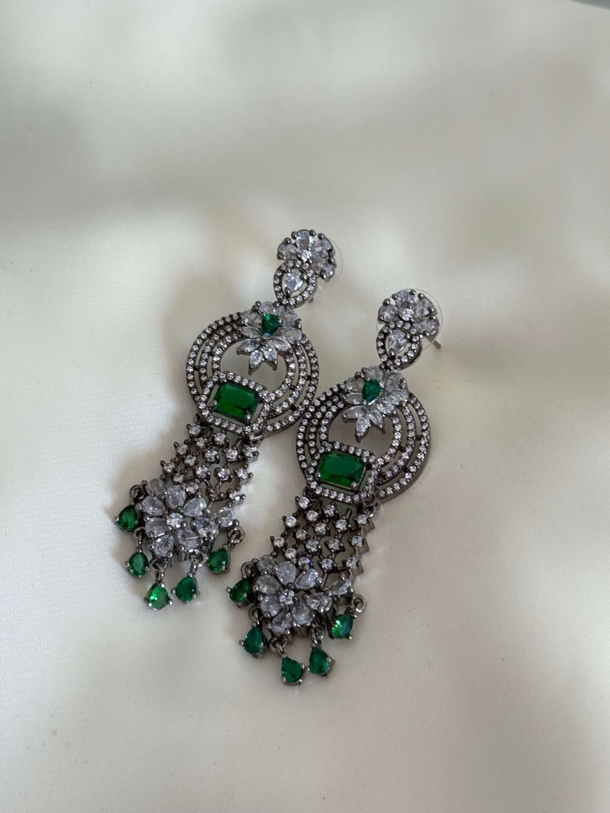 Rose Vintage Inspired Tassel Earrings Green - Jewelist.pk (jewellery Brand)