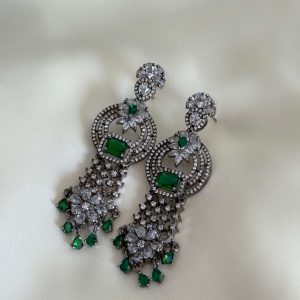 Rose Vintage Inspired Tassel Earrings Green - Jewelist.pk (jewellery Brand)