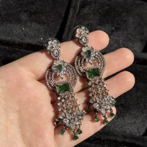 Rose Vintage Inspired Tassel Earrings Green