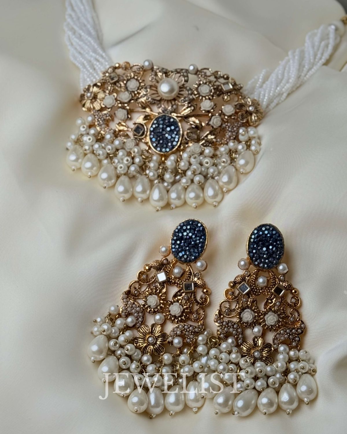 Shafaq Sugarstone Pearl Choker Set - jewelist.pk jewellery brand
