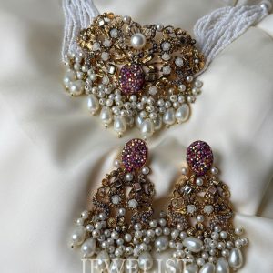 Shafaq Sugarstone Pearl Choker Set - jewelist.pk jewellery brand