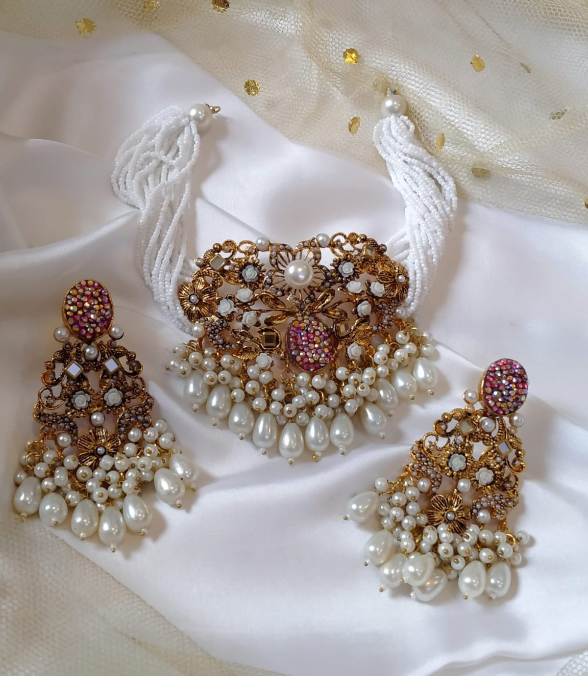 Shafaq Sugarstone Pearl Choker Set