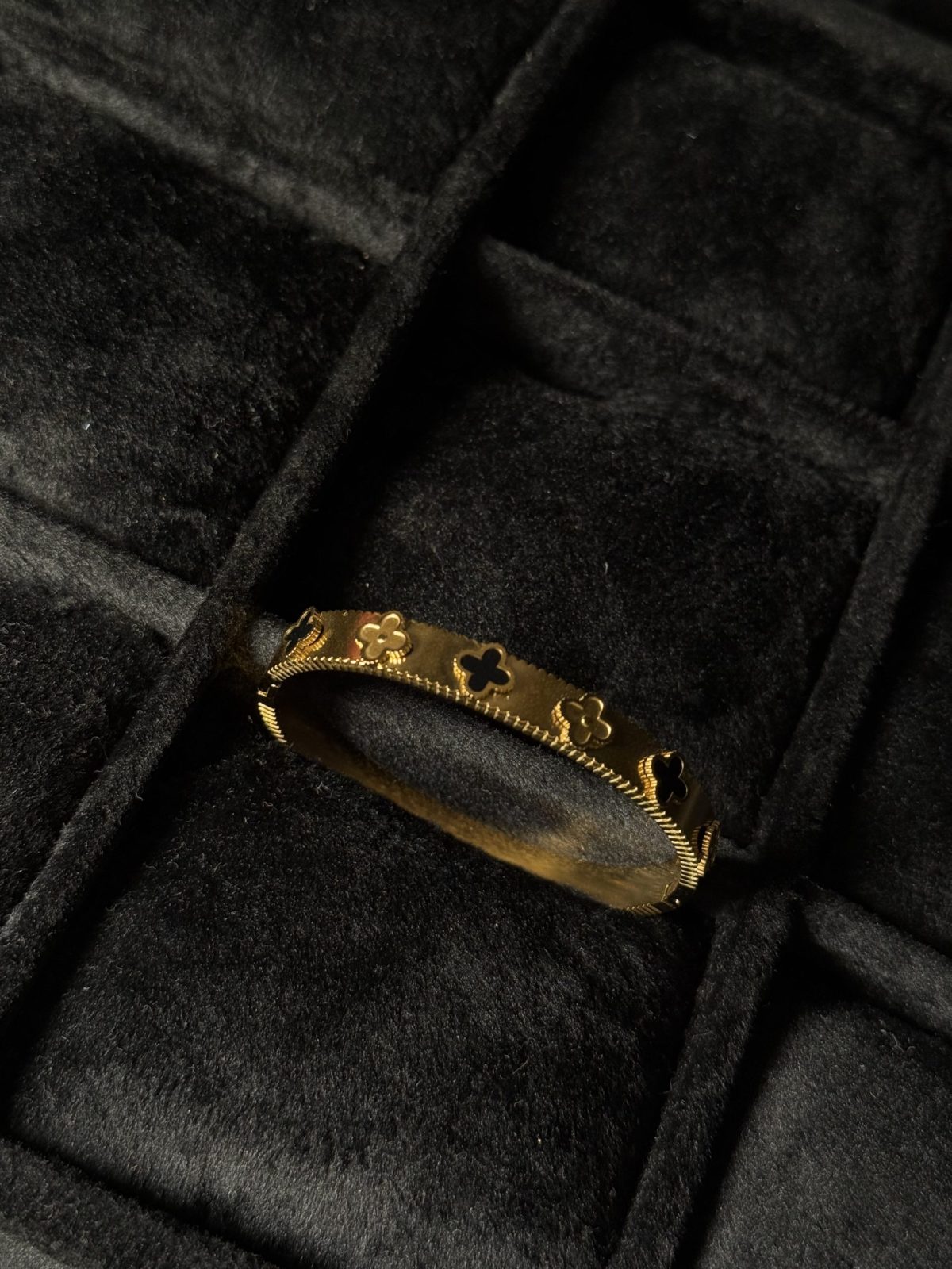 Clover Motif Studded Bangle Bracelet