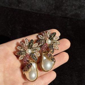 Zinnia Bloom Drop Earrings