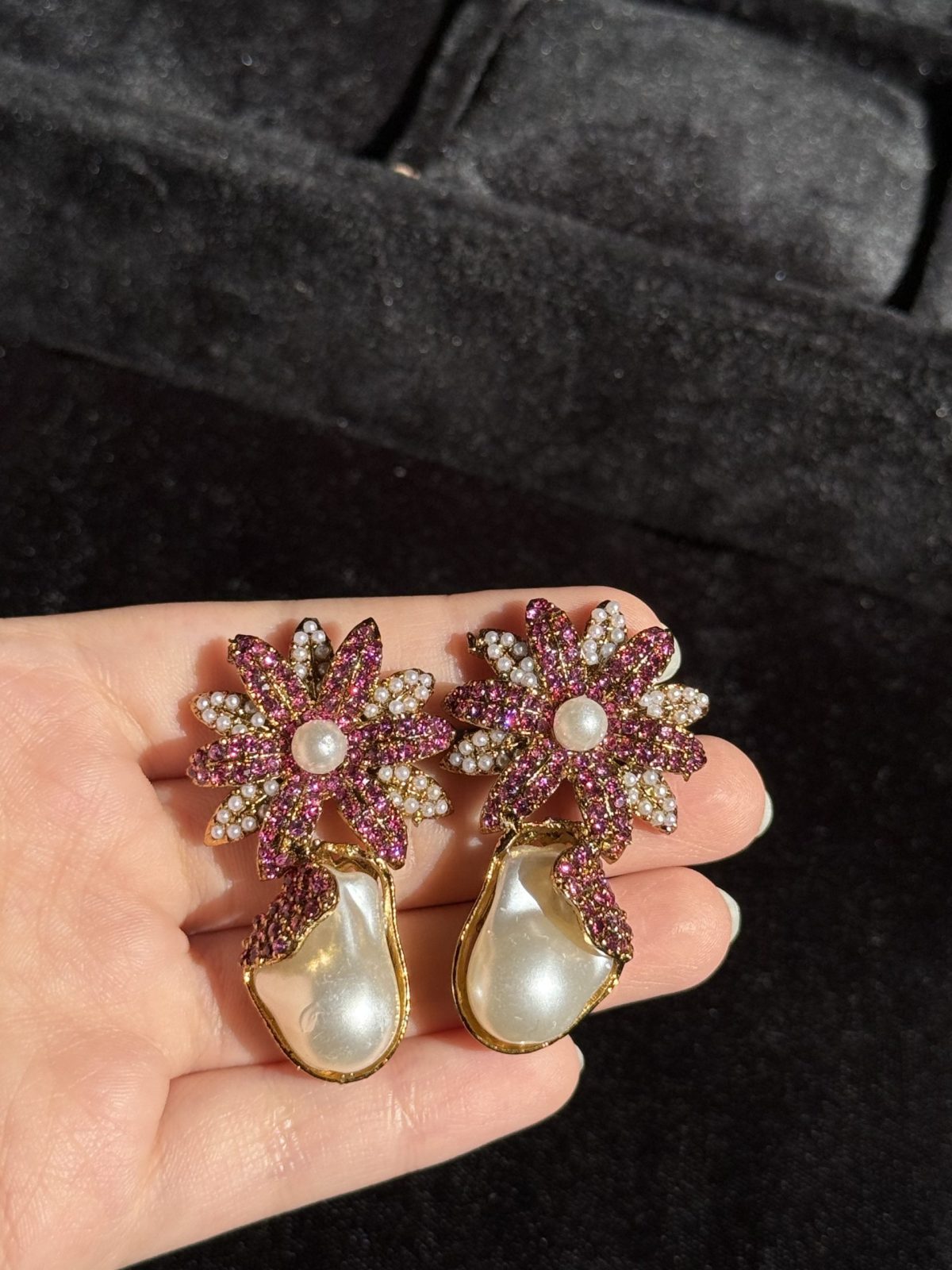 Zinnia Bloom Drop Earrings
