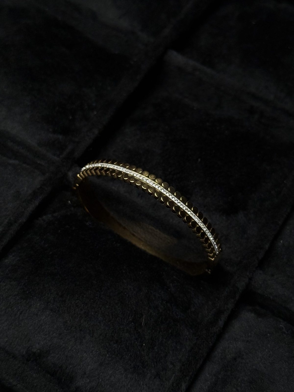 Crystal Accent Textured Bangle Bracelet