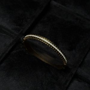 Crystal Accent Textured Bangle Bracelet