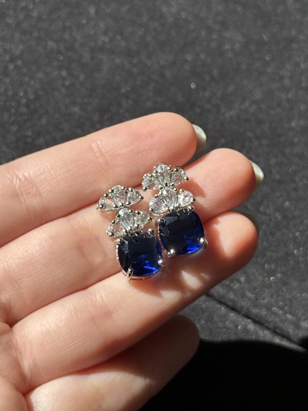 Cushion Cut Crystal Stud Blue