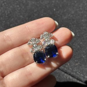 Cushion Cut Crystal Stud Blue