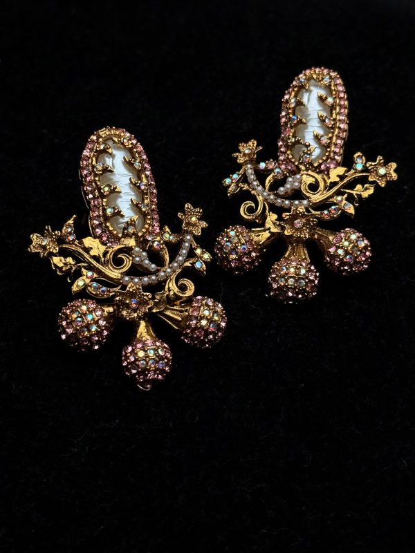 Baroque Pearl Celestial Starburst Earrings pastel pink