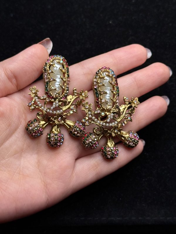 Baroque Pearl Celestial Starburst Earrings multi