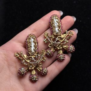 Baroque Pearl Celestial Starburst Earrings pink