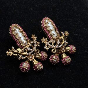 Baroque Pearl Celestial Starburst Earrings pink