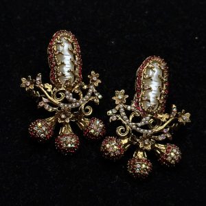 Baroque Pearl Celestial Starburst Earrings red