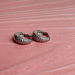 Bella Pavé Silver Huggie Hoops