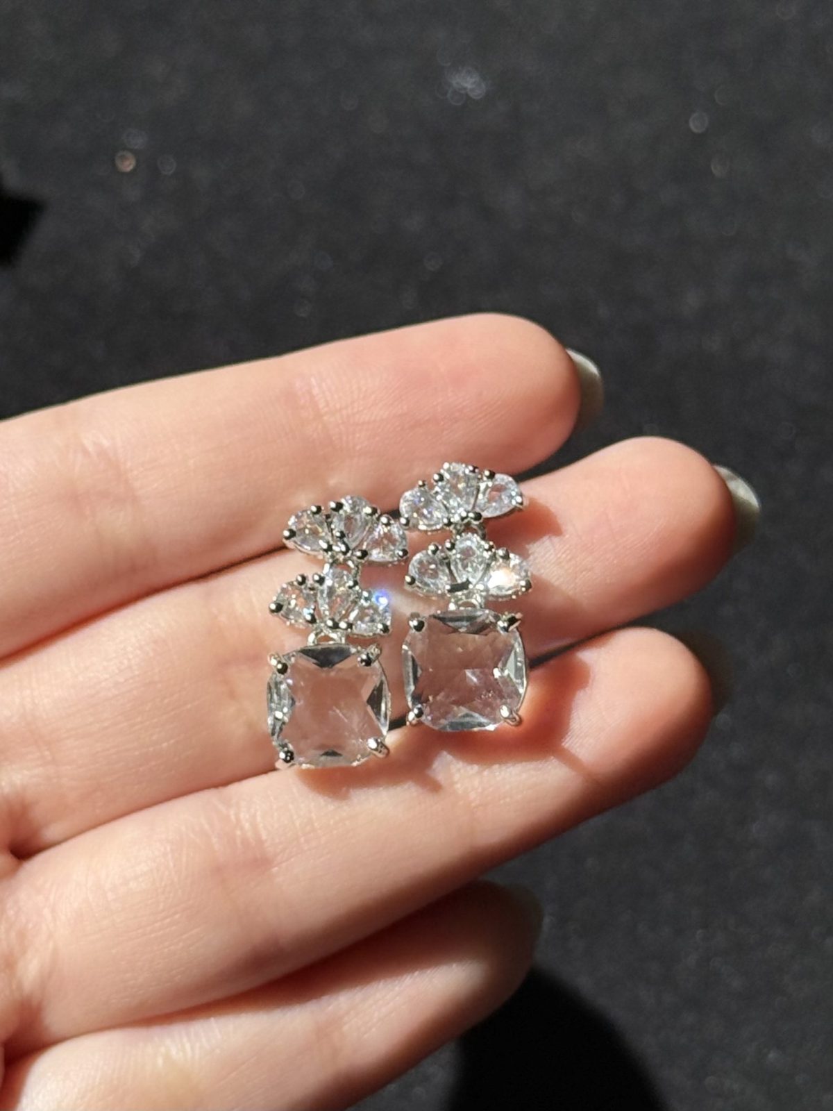 Cushion Cut Crystal Stud Crystal