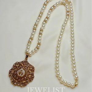 Divine Calligraphy Pearl Mala with Ornate Gold Pendant - Jewelist.pk Artificial Jewellery