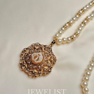 Divine Calligraphy Pearl Mala with Ornate Gold Pendant - Jewelist.pk Artificial Jewellery