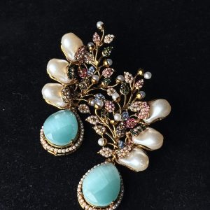 Elora Bloom Pearl & Gem Drop Earrings mint/multi