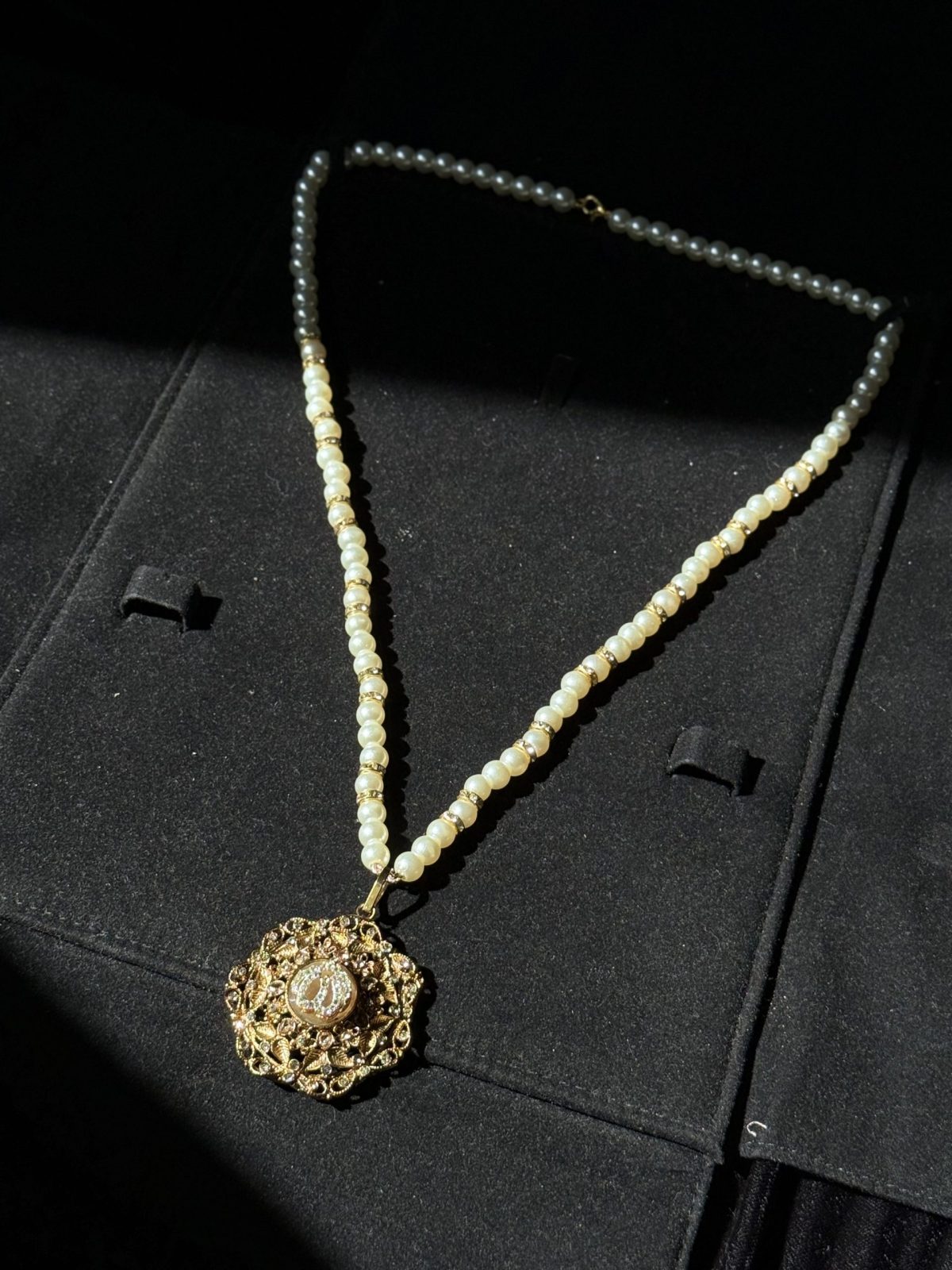 Divine Calligraphy Pearl Pendant Necklace