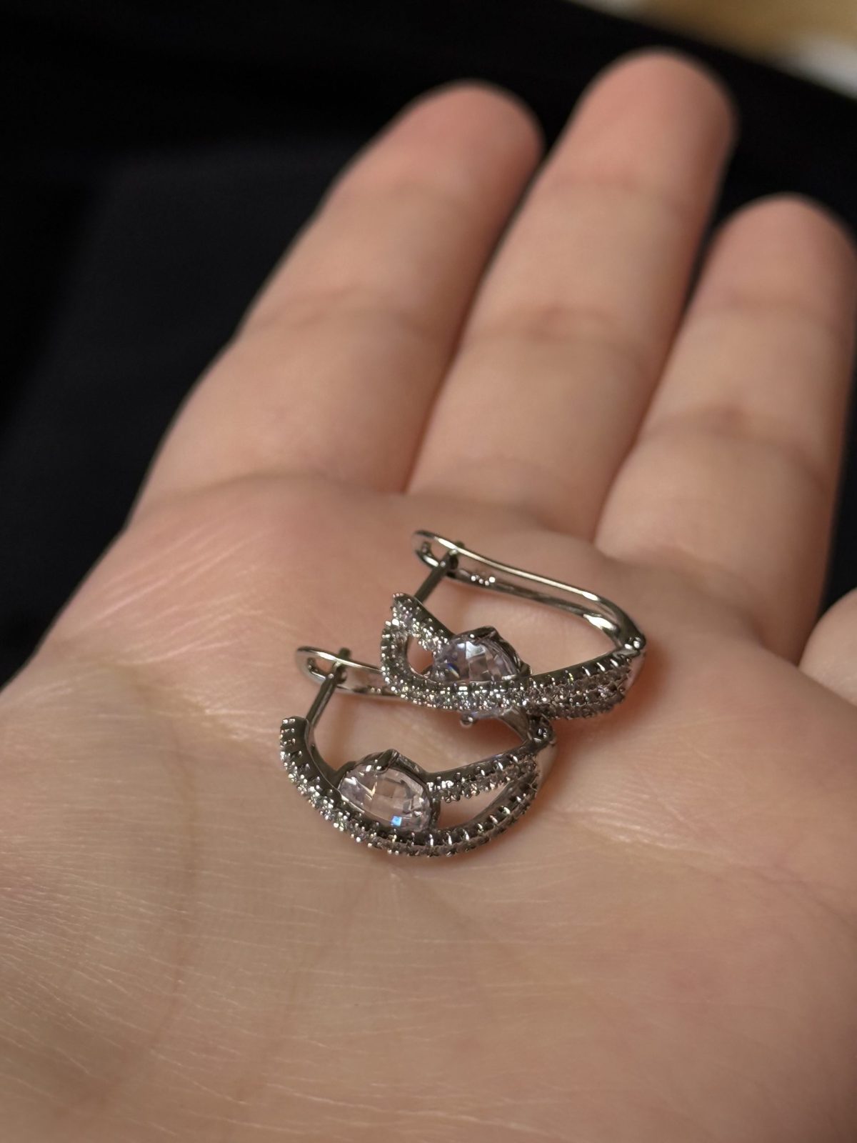 Sparkling Silver Crystal Hoop Earrings